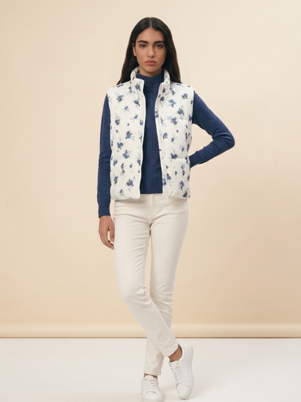 Cream/Blue Vest by White Birch